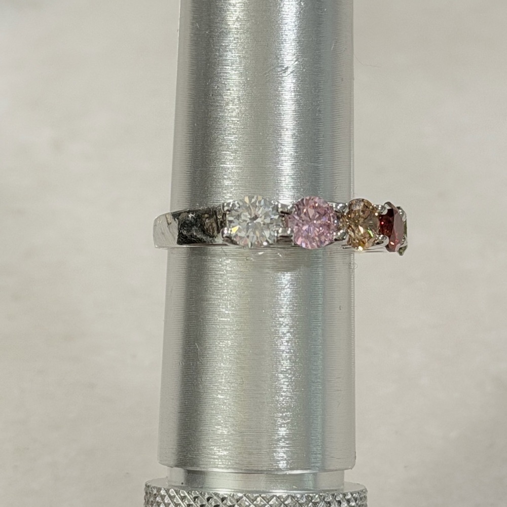 925 Sterling Silver Band Ring - Pink, Champagne, Red, Olive, White Size 9 - Picture 2 of 4